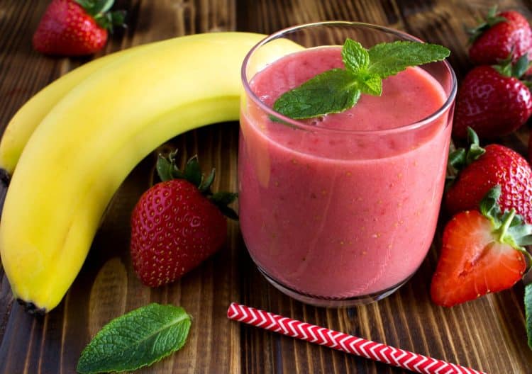 Protein Creamy Banana Strawberry Split Smoothie